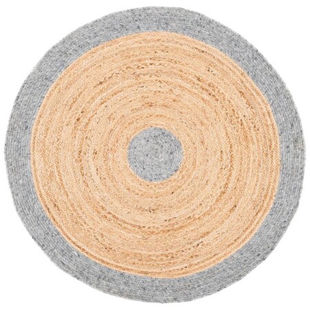 Safavieh 4 x 4 ft. Braided Contemporary Round Rug; Grey & Natural BRD910C-4R